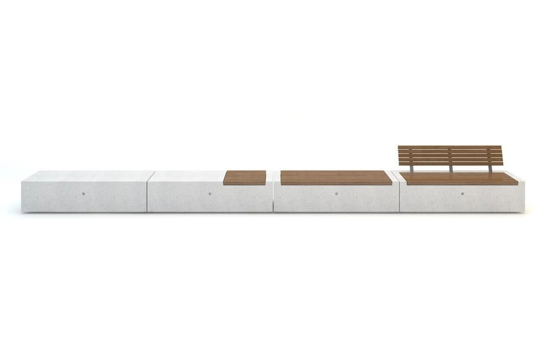 Banco de hormigón modular Demetra en diseño recto